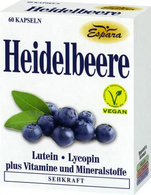 Produktbild von Espara Heidelbeere Kapseln mit Lutein und Lycopin für die Sehkraft, 60 St. Kapseln