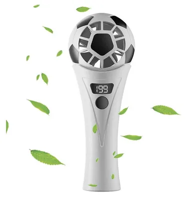 Produktbild von USB Mini Handventilator Fußballform, Tragbarer Tischventilator 5 Stufen, Leise, Wiederaufladbar, Weiß, Für Büro, Outdoor, Schule, Camping