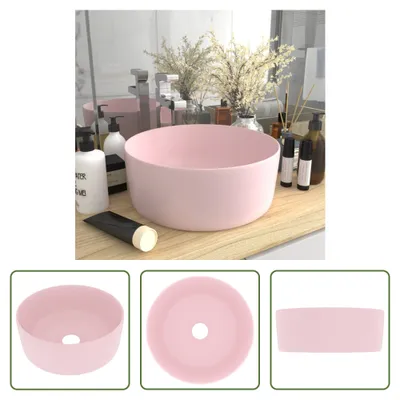 Produktbild von The Living Store s Waschbecken Rund Matt Rosa 40x15 cm Keramik