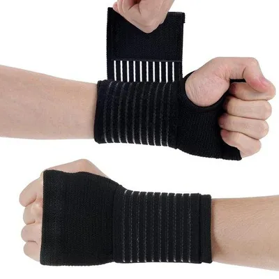Image de Attelle élastique pour l'avant-bras, lot de 2, sangle réglable avec boucle, rembourrée, pour les entorses, les blessures, le soulagement de la douleur ou le sport.