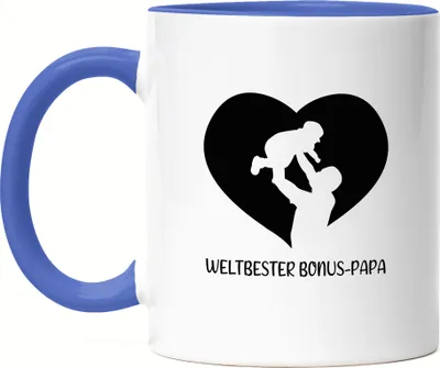 Produktbild von Weltbester Bonus-Papa Tasse Blau Spruch Liebe Vatertag Geschenkidee Bester Stiefvater