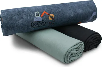 Produktbild von Baufahrzeuge Set 33 Baumwollstoff 1x Druck + 2x Uni je 0,5m Stoffpaket Nähen DIY Projekt
