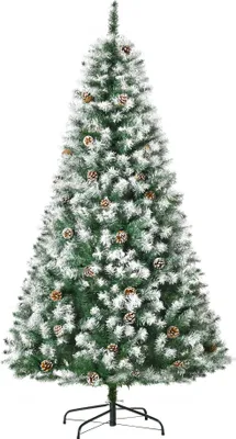 Produktbild von Verschneiter künstlicher Weihnachtsbaum 180 cm, 800 Zweige, 61 Zapfen, feuerfest