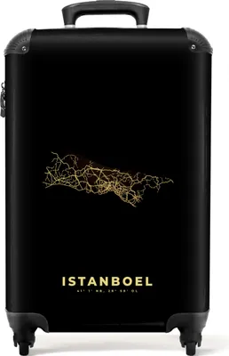 Obrázek produktu pro NoBoringSuitcases.com® Kufr Příruční zavazadlo Kufr na kolečkách Malý cestovní kufr na 4 kolečkách - City - Map - Gold - City map - Cabin Size < 55x40x23 cm & 55x40x20 cm - Foto kufr - Cabin suitcase - Board luggagePříruční zavazadlo Kufr 55x35x20 cm, 36L,