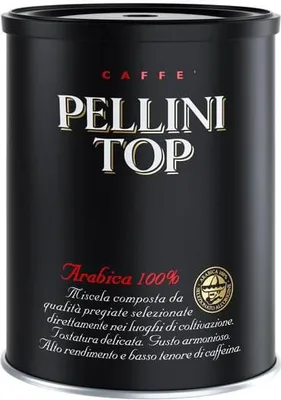 A black tin can of Pellini Top coffee.