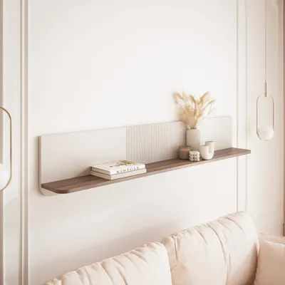 Produktbild von Wandregal NAVANI 150 cm Bücherregal Wand Regal Hängeregal Wohnzimmer Schweberegal Kaschmir + Nussbaum