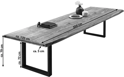 Produktbild von Esstisch Baumkante massiv Akazie natur 240 x 110 schwarz VALIN