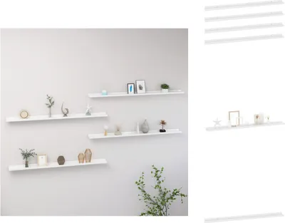 Produktbild von vidaXL Wandregale 4 Stk. Hochglanz-Weiß 115x9x3 cm -  Wandregale