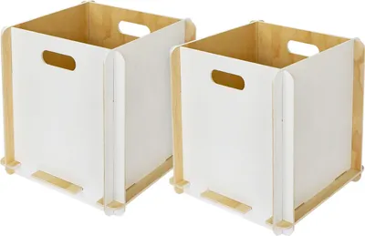 Zusammensteckbare Holzbox 32 cm Weiß Aufbewahrungsbox passend für Kallax und Expedit 2 Stück