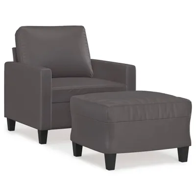 Image de Fauteuil avec repose-pied Gris 60 cm Similicuir