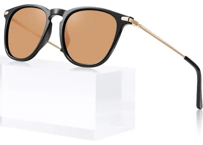 Productafbeelding van Zonnebril dames, acetaatmontuur, zwart/oranje, UV 400 bescherming, blauwlichtfilter