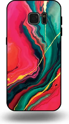 Produktbild von Smartphonica Telefon Fall geeignet für Samsung Galaxy S7 Edge mit roten grünen Marmor Print - TPU Backcover Fall rot grün Marmor Design