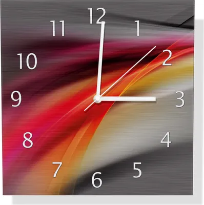 Produktbild von Wallario Design Wanduhr Schwarz rot pink - Abstraktes Design aus Aluverbund, Größe 30 x 30 cm