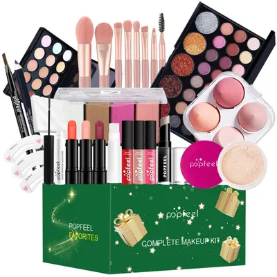 Produktbild von Adventskalender Make-Up Set für Mädchen Kosmetik Schminkkoffer Lidschatten Lippenstift Puder Mascara POP003F