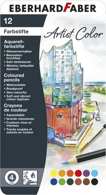 Immagine prodotto di Faber 516013 - Matite colorate ad acquerello, set da 12 matite colorate in una custodia metallica