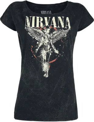 Produktbild von Nirvana T-Shirt Damen Angel charcoal Band-Merch, Bands 100% Baumwolle XL
