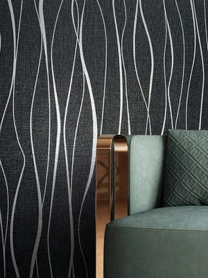 Produktbild von NEWROOM Tapete Schwarz Vliestapete Leicht Glänzend - Streifentapete Landhaus Silber Streifen Linien Modern