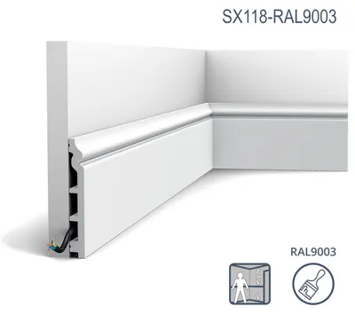 Produktbild von Orac Decor SX118-RAL9003 LUXXUS CONTOUR Sockelleiste bereits lackiert 2 m