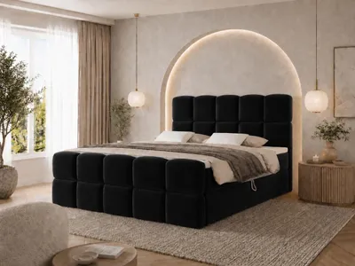 Produktbild von Emlar Boxspringbett Moya MAX 120x200 - Komplett-Set mit Matratze und Topper - Polsterbett mit Bettkästen - Boxspringbett Schwarz (Magic Velvet 2219)