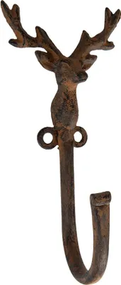 Immagine prodotto di Gancio da parete Clayre & Eef cervo 8x6x16 cm in metallo marrone