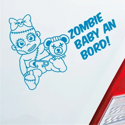 Produktbild von Auto Aufkleber Zombie Baby an Bord on Tour 30x21 cm Hellblau Sticker Heckscheibenaufkleber