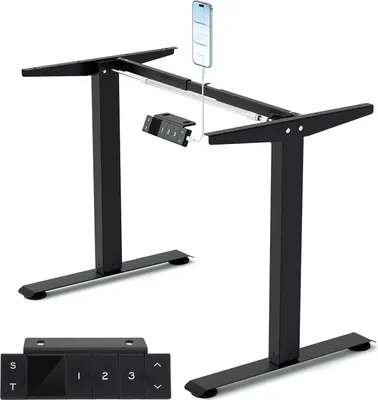 Produktbild von Izrielar Höhenverstellbarer Schreibtisch Gestell Elektrisch mit Motor - 3 Speicherplätze für voreingestellte Höhen Tischgestell inkl. Type-c, schwarz