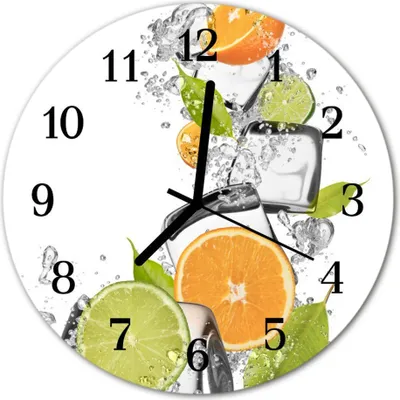 Produktbild von Glasuhr Wanduhr Küchenuhr Echt-Glas 30fi cm Zitrusfrüchte mehrfarbig