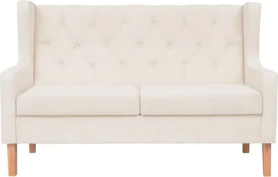 Image de vidaXL Canapé 2 places tissu blanc crème