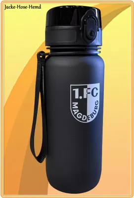 Produktbild von 1. FC Magdeburg Trinkflasche Flasche Sportflasche Schwarz Logo Wappen 650ml