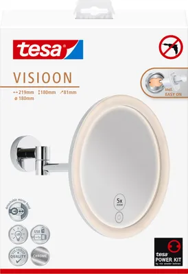 Produktbild von tesa Visioon Schminkspiegel Beleuchtung Touch Vergrößerung ohne Bohren - Chrom