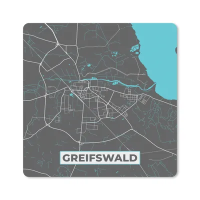 Produktbild von MuchoWow® Mauspad Mousepad Deutschland - Blau - Greifswald - Stadtplan - Karte 20x20 cm - Mousepads - Maus Mat - Pad - Mausunterlage - Desk Mat - Bureauartikeln