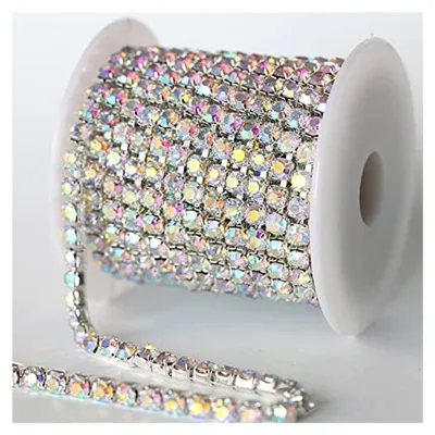 Produktbild von 5 Yards Kristall-Strass-Kette zum Basteln für Fransenbesatz und Diamantschmuckherstellung (Silber)