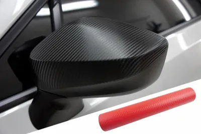PREMIUM Spiegel Spiegelgehäuse Kappe Design Folie Carbon Rot für viele Fahrzeuge – Produktansicht