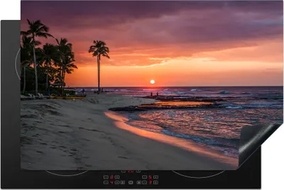 Produktbild von KitchenYeah© Herdabdeckplatte Hawaii - Strand - Sonne , 80x52cm, Küche Deko, Glaskeramikkochfeld Herdabdeckung, Abdeckplatte fùr Kochfeld