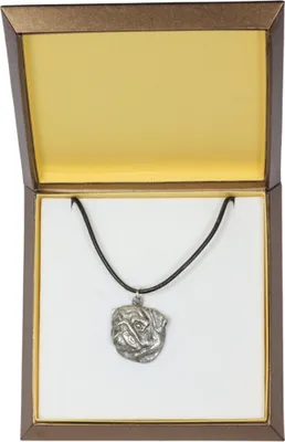 Produktbild von Mops, Pug, Carlin, Carlino, Doguillo II - Hundehalsband in Geschenkbox, versilbertes Medaillon für Hundefans, markanter Anhänger der Marke Art-Dog