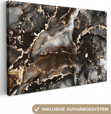 Produktbild von MuchoWow® - Leinwandbilder - Marmor - Gold - Glitzer - Luxus, Wandbild, Wanddeko Bilder Wohnzimmer, 60x40cm