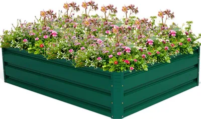 Produktbild von GOPLUS Hochbeet Stahl, Blumenkasten mit offenem Boden, Gartenbeet für Blumen, Kräuterbeet Pflanzbeet für Terrasse, Garten, Balkon (120 x 30,5 x 90 cm)