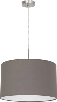 Immagine prodotto di EGLO Pasteri, lampada a sospensione in tessuto, lampada a sospensione in acciaio e tessuto, colore: nichel opaco, marrone antracite, attacco: E27, Ø: 38 cm