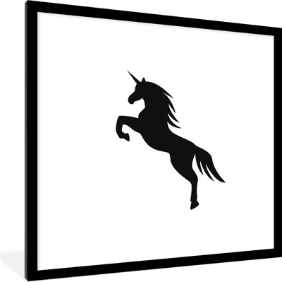 Produktbild von MuchoWow® Gerahmtes Poster Eine Illustration eines tänzelnden Einhorns - Kinder - Mädchen - Mädchen 40x40 cm - Poster mit Schwarzem Bilderrahmen Wandposter Rahmen Foto Bilder - Poster - Plakat im Rahmen
