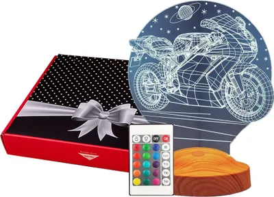 Produktbild von GESCHENKELAMPE LED Nachttischlampe Racing Motorrad 3D Nachtlicht Geschenk für Motorradfahrer