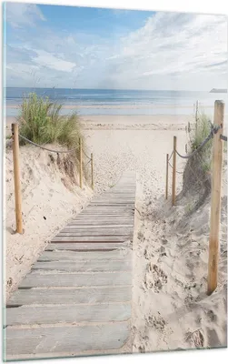 Produktbild von Bilder auf glas - Einteilig - Strand Düne Eintritt - 50x70cm - Glasbilder - Wandbilder - Bilder - zum Aufhängen bereit - Wanddekoration aus Glas - Glas Bilder - Wandbild auf Glas - GPA50x70-4188