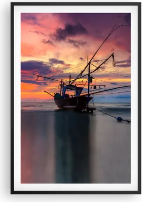 Produktbild von Gerahmtes Poster - Schwarzer Rahmen - Asien Boot Kutter - 61x91,5 cm - Wand Bild - Wanddeko - Wandbilder - Kunstposter - Wandposter - Bilderrahmen - Bilder - Kunstdruck - Wandbild - P2BPA61x91-4144