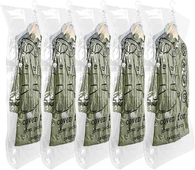 Produktbild von PolkaHome® Vakuumbeutel für Kleidung, 5 Stück, 110 x 70 cm, mit Reißverschluss, Aufbewahrungstaschen für Anzüge, Mäntel und Jacken,