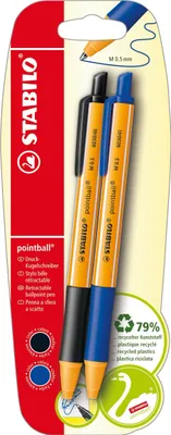 Produktbild von Druck-Kugelschreiber - STABILO pointball - 2er Pack - blau, schwarz