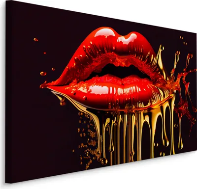 Obrázok produktu pre Muralo CANVAS Plátno Obrázky Červené Ústa Lips ABSTRACTION 3D Módny vzor Nástenná dekorácia Br. 30 cm x Hö. 20 cm