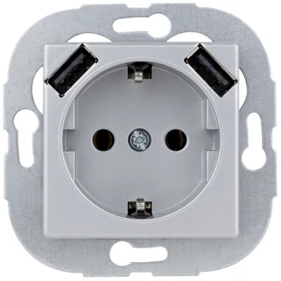 Produktbild von REV Quadro weiß Schalter Taster Steckdose Rahmen Dimmer Variation Schutzkontaktsteckdose mit USB-Modul