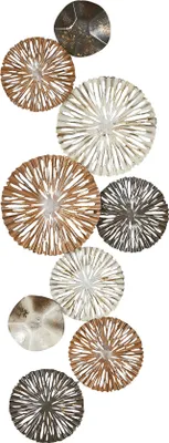 Produktbild von 3D Wandbild 33x87cm Ringe Kreise Metall Braun Gold Deko Teller Wanddeko Design