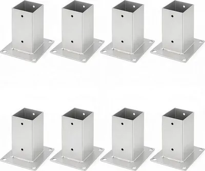 Produktbild von Faziango Aufschraubhülse 80x80 mm Pfostenträger, 8er Set Pfostenschuh für Vierkant- & Holzpfosten, Bodenhülse für Zaun, Carport & Pergola