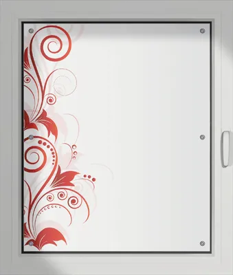 Produktbild von Wallario Lichtschutzbild, Dekorativer Sichtschutz Sonnenschutz 76 x 93 cm mit Motiv: Abstrakte rote Blumenschnörkel - Verdunklung ohne Bohren