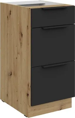 Obrázek produktu pro Kuchyňská skříňka se šuplíky LUNARA - šířka 40 cm, černá / dub artisan